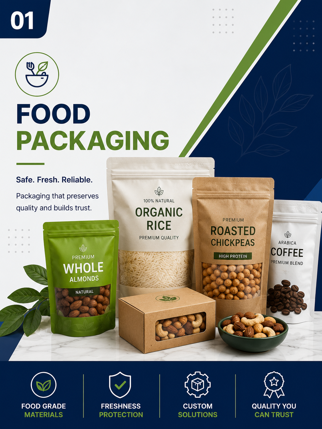 Food products in sealed protective packaging