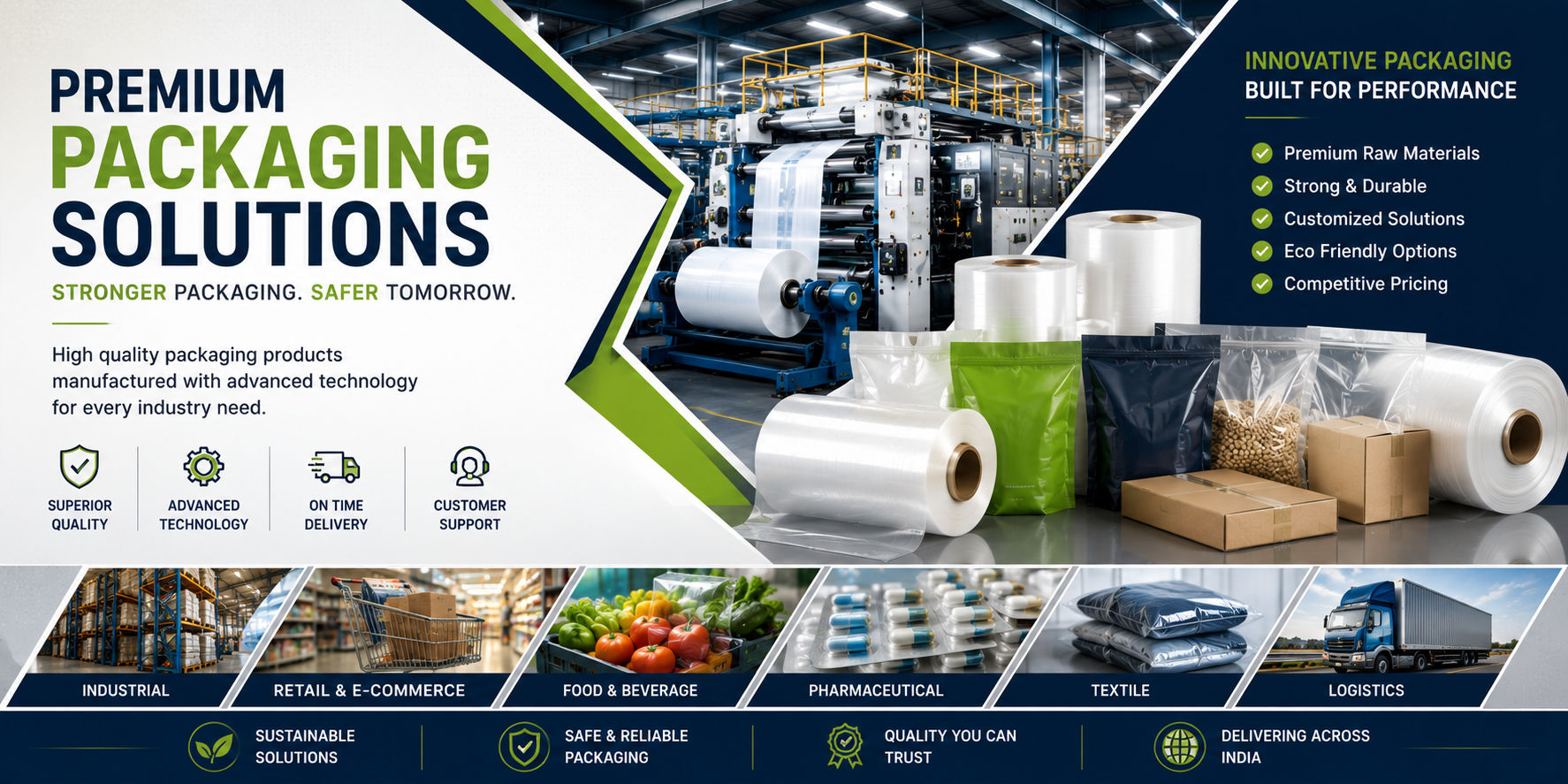 Rolls of eco-friendly packaging material
